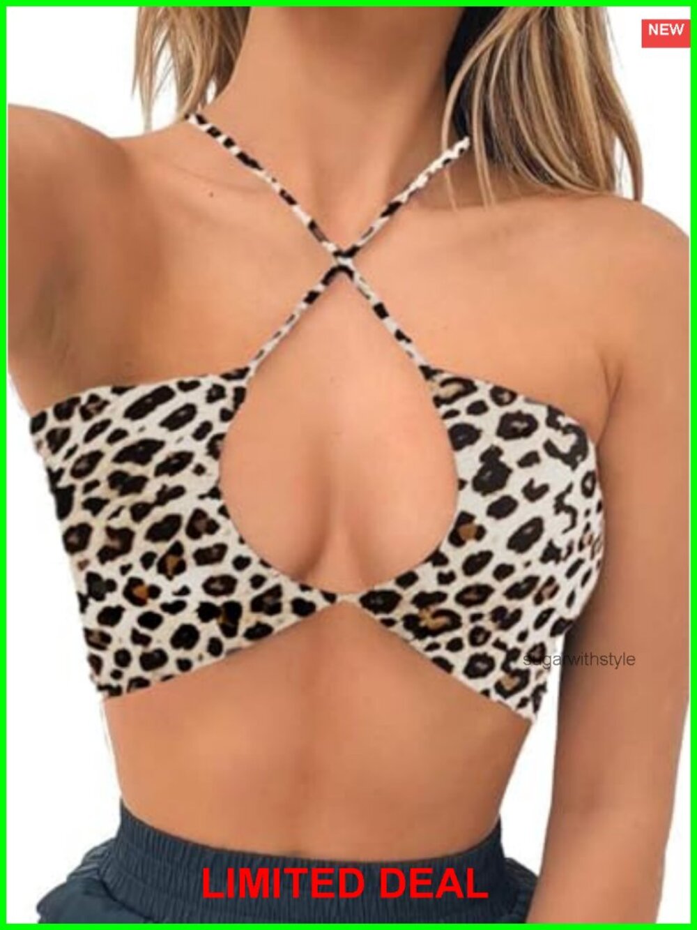 Women's Festival Halter Crop Top Sleeveless Self Tie Rave Party Tank